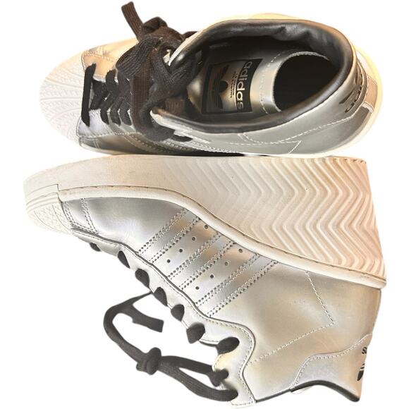 Adidas Superstar Ellure Metallic Silver White Wedge Shoes FW3202 Women's 6.5 - Picture 5 of 7